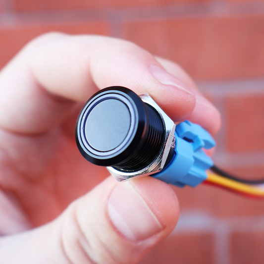 backlit power button 16mm, black